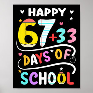 Póster Feliz 100 Días De Escuela Más Inteligente 67 Maest
