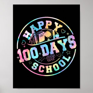 Póster Feliz 100 Días De Escuela Profesor Estudiante Tie 