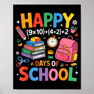 Póster Feliz 100 Días Ecuación Matemática Escolar 100º Dí