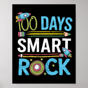 Póster Feliz 100 Días Escolares De Rock Inteligente Intel
