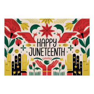 Póster Feliz 19 de junio de 2025 colorido Día de la Liber