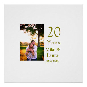 Póster Feliz 20º aniversario agregar nombre de la pareja 
