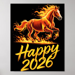 Póster Feliz 2026 Año del Caballo Nuevo Año del Zodiaco C