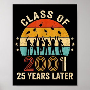 Póster Feliz 25º reunión clase de 2001 estudiantes 25 año