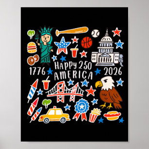 Póster Feliz 250 aniversario de América 4 de julio