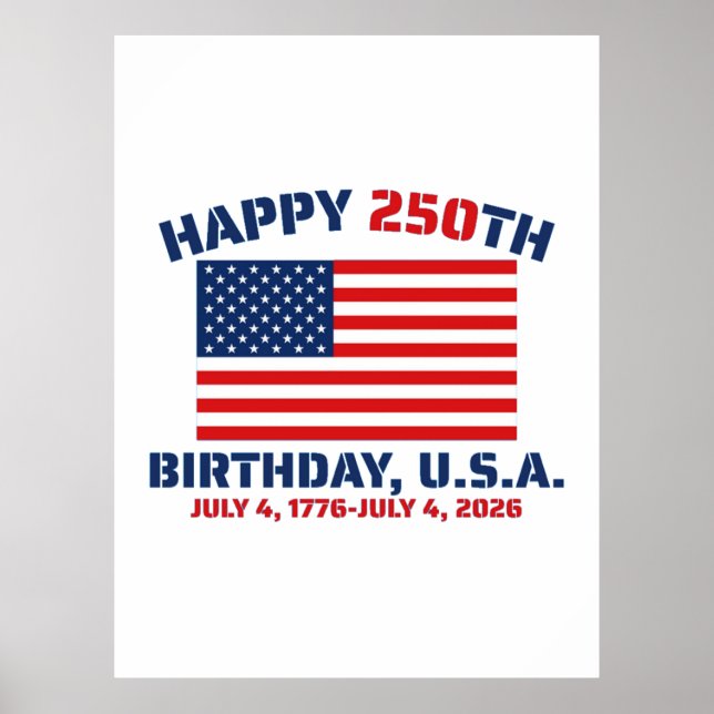 PÓSTER FELIZ 250 ANIVERSARIO EE. UU. (Frente)