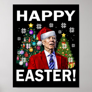 Póster Feliz 4º de Pascua Divertido Joe Biden Navidad Feo
