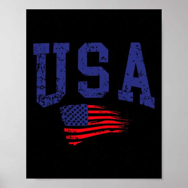 Póster Feliz 4 De Julio Bandera Estadounidense Orgullosa  (Frente)
