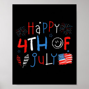 Póster Feliz 4 De Julio Camisetas Niños Patrióticos Estad