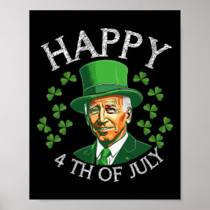Póster Feliz 4 De Julio Con El Gracioso Joe Biden Por San
