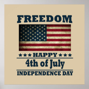 Póster Feliz 4 de julio día de la independencia
