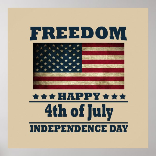 Póster Feliz 4 de julio, día de la independencia (Frente)