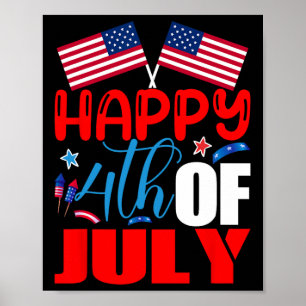 Póster Feliz 4 de julio día de la independencia de EE. UU