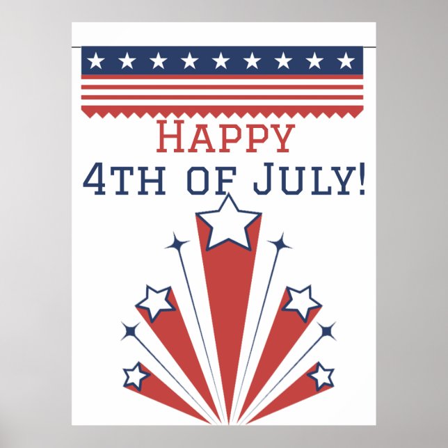 Póster Feliz 4 de julio, Día de la Independencia de Estad (Frente)