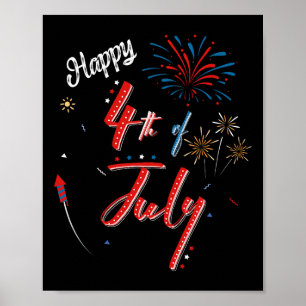Póster Feliz 4 de julio Día de la Independencia Genial Ho