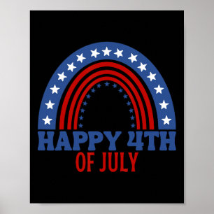 Póster Feliz 4 de julio divertida bandera de EE. UU. para