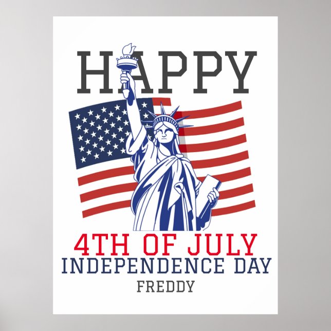 Póster Feliz 4 de julio, fiesta del Día de la Independenc (Frente)