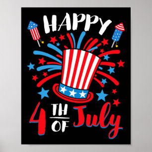 Póster Feliz 4 De Julio Hombres Patrióticos Estadounidens