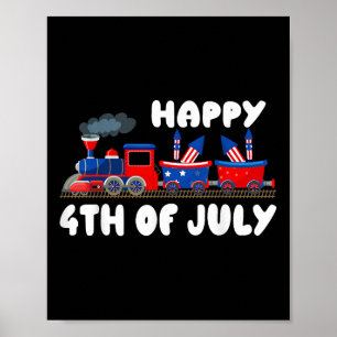 Póster Feliz 4 De Julio Tren Día De La Independencia De L