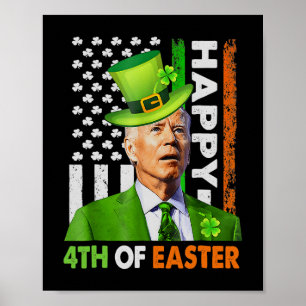 Póster Feliz 4 De Pascua Fun Joe St Patricks Day Leprec