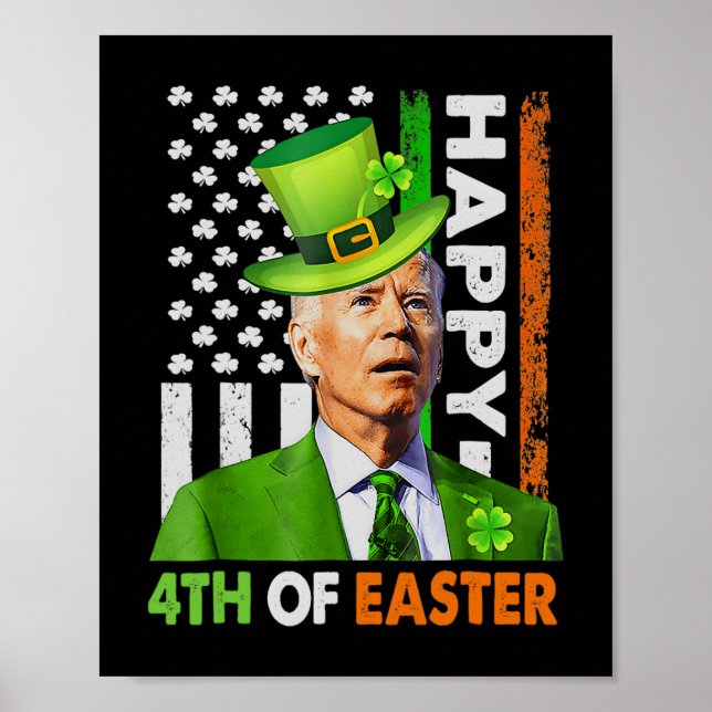 Póster Feliz 4 De Pascua Fun Joe St Patricks Day Leprec (Frente)
