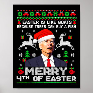 Póster Feliz 4 De Pascua Funny Biden Navidades feos Swe