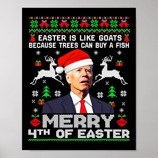 Póster Feliz 4 De Pascua Funny Biden Navidades feos Swe (Frente)