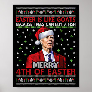 Póster Feliz 4 De Pascua Gracioso Joe Biden Feo Regalo De