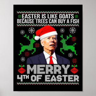 Póster Feliz 4 De Pascua Navidades Graciosos Suéter Feo M