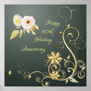Póster Feliz 50.º Poster del aniversario del boda