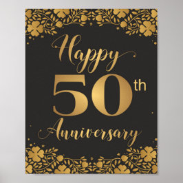 Póster Feliz 50 Aniversario Bodas de Oro Jubileo