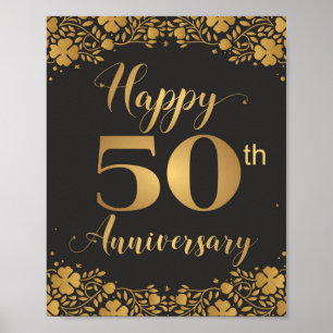 Póster Feliz 50 Aniversario Bodas de Oro Jubileo