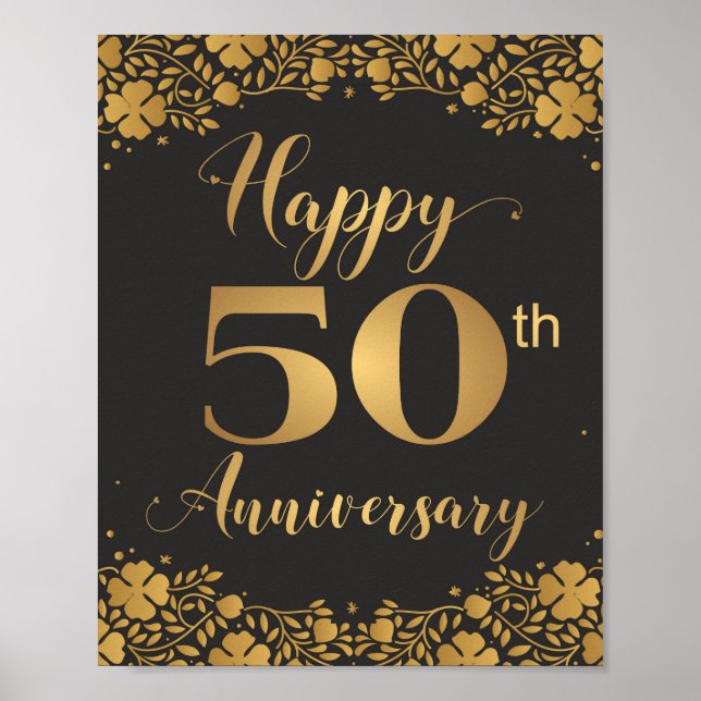 Póster Feliz 50 Aniversario Bodas de Oro Jubileo (Frente)