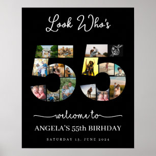 Póster feliz 55 cumpleaños, Collage de fotos 55