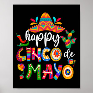Póster Feliz 5 Camisas De Mayo Cinco Viva México Para Hom