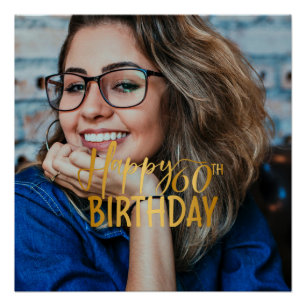 Póster Feliz 60 aniversario Script de foto personalizada