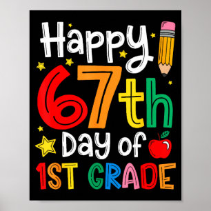 Póster Feliz 67º día de maestro de primer grado estudiant