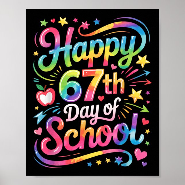 Póster Feliz 67 Días De Escuela Meme100 Día De Escuela Co (Frente)