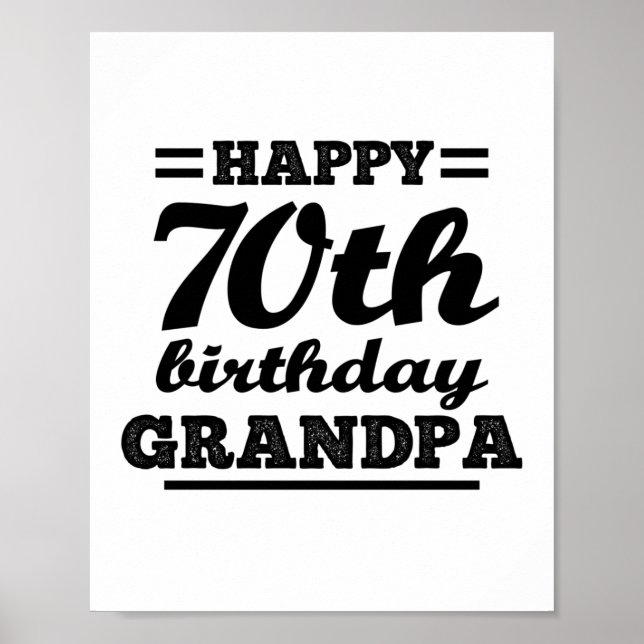 Póster feliz abuelo de 70 años (Frente)