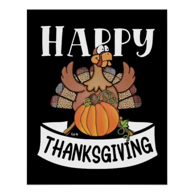 Póster FELIZ AGRADECIMIENTO DANDO graciosas gracias (Anverso)