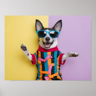 Póster Feliz animal con gafas de sol