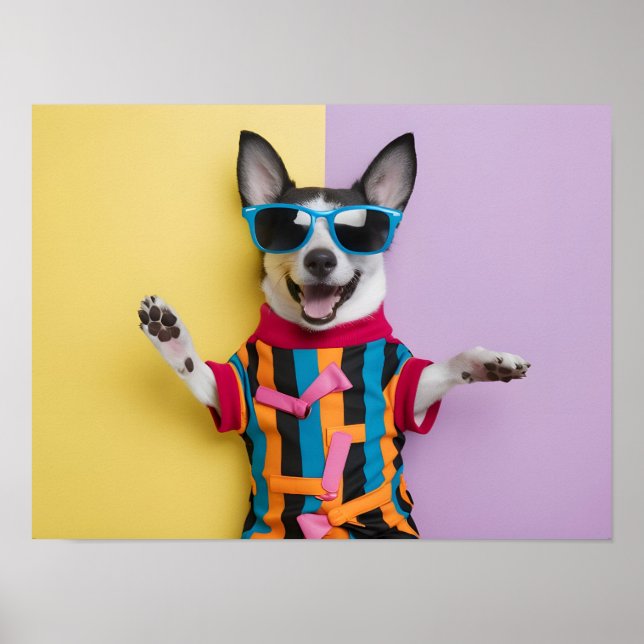 Póster Feliz animal con gafas de sol (Frente)