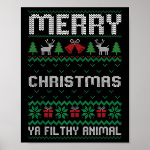 Póster Feliz animal navideño ya feo familia navideña
