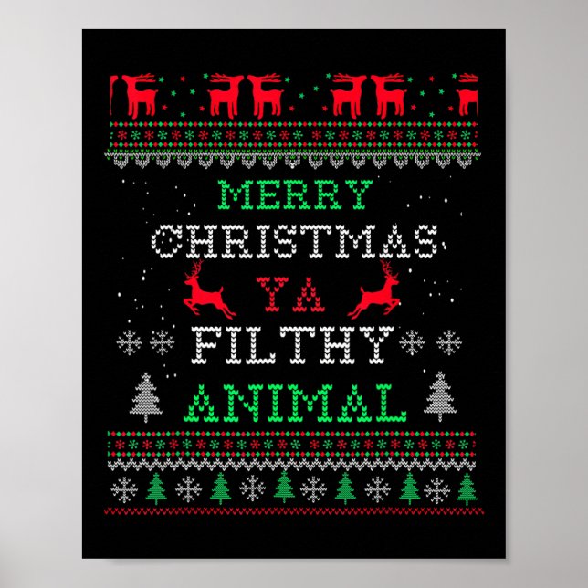 Póster Feliz animal navideño ya Navidad Familia Pajama (Frente)