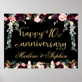 Póster Feliz Aniversario Cualquier Año Floral Garland 54x