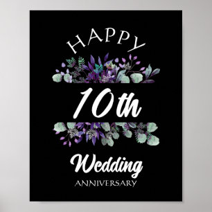 PÓSTER FELIZ ANIVERSARIO DE BODAS REGALO PARA PAREJA FLOR