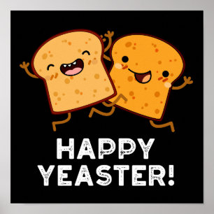 Póster Feliz año gracioso pan Pun Dark BG