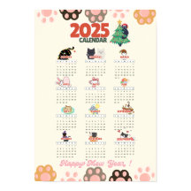 Feliz año Mew 2025 calendario mural para amantes d