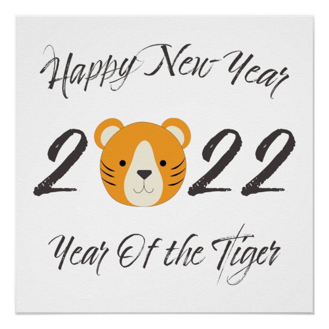 Póster Feliz Año Nuevo 2022, año del tigre (Anverso)