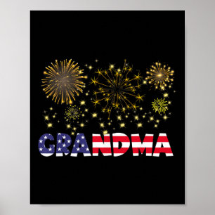 Póster Feliz Año Nuevo 2025 Abuela Familia Bandera Americ